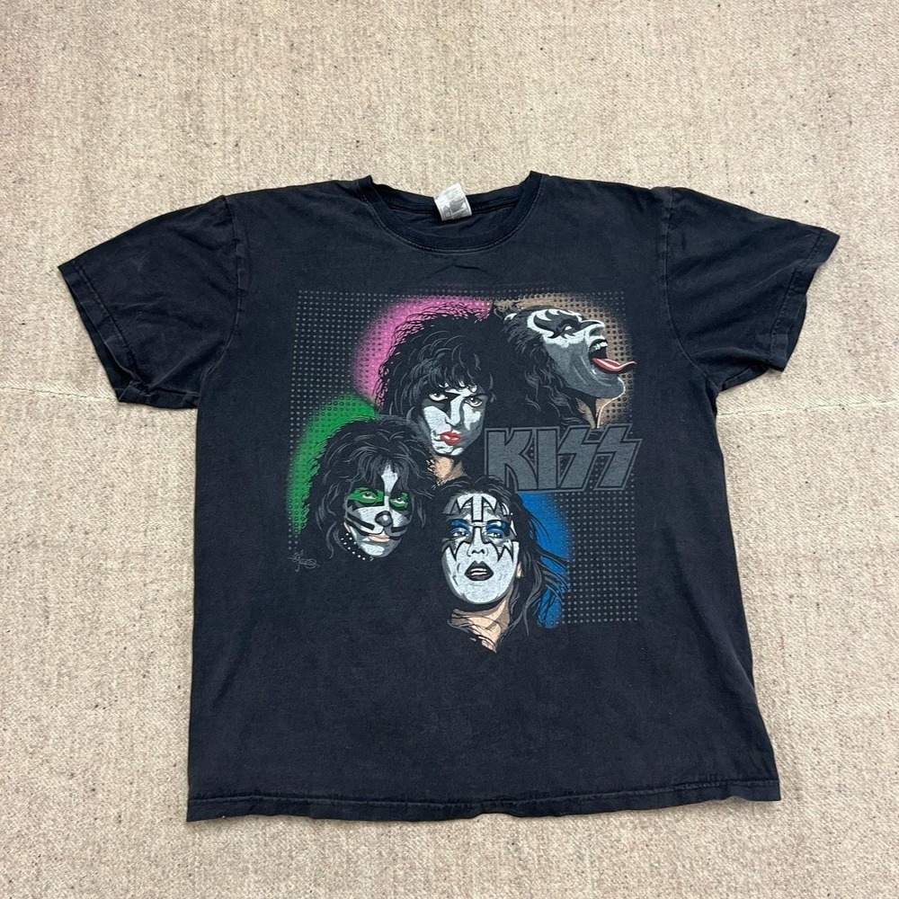 Vintage Kiss Shirt Mens Large Black 2000s Y2K Tour Concert